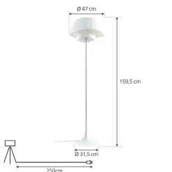 gulvlampe Eryndor, hvid, tekstil, Ø 47 cm, E27^Lindby Best