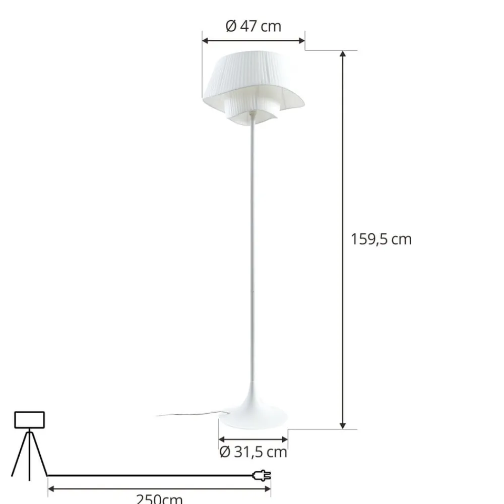 gulvlampe Eryndor, hvid, tekstil, Ø 47 cm, E27^Lindby Best