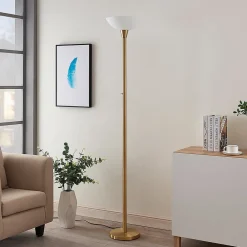 Lindby Gulvlamper|Gulvlamper>gulvlampe Ignacia, messingfarvet, glas, 180 cm, E27