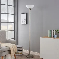 gulvlampe Ignacia, nikkelfarvet, glas, 180 cm, E27^Lindby Outlet