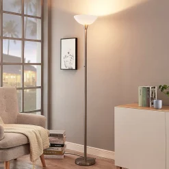 gulvlampe Ignacia, nikkelfarvet, glas, 180 cm, E27^Lindby Outlet