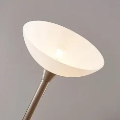 gulvlampe Ignacia, nikkelfarvet, glas, 180 cm, E27^Lindby Outlet