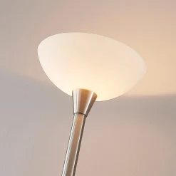 gulvlampe Ignacia, nikkelfarvet, glas, 180 cm, E27^Lindby Outlet
