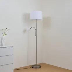 gulvlampe Jaileen, hvid, tekstil, 170 cm, læselampe^Lindby