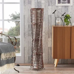 Lindby gulvlampe Joas, 110 cm, papir, tekstil, brun