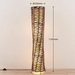 Lindby gulvlampe Joas, 110 cm, papir, tekstil, brun