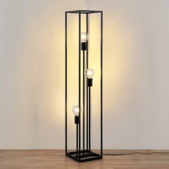 gulvlampe Krisha, sort, metal, 3 lyskilder, E27^Lindby Outlet