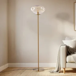 Lindby Gulvlamper|Gulvlamper>Gulvlampe Lelia, rav, glas, metal, 150 cm