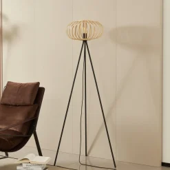 gulvlampe Lielle, naturlig bambus, Ø 40 cm^Lindby