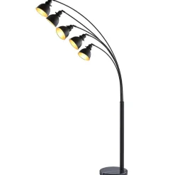gulvlampe Lira, 5 lyskilder, højde 205 cm, sort, guld^Lindby Best