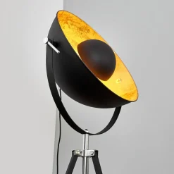 gulvlampe Mineva. sort/guld, metal, højde 180 cm^Lindby Outlet