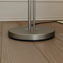 gulvlampe Nantwin, 175 cm, hvid, nikkel, tekstil^Lindby Online