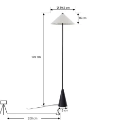 gulvlampe Norvik, højde 150 cm, sort/grå, metal^Lindby Clearance