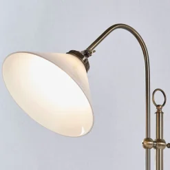 Lindby gulvlampe Otis, antik messing, glas, 170 cm, E27