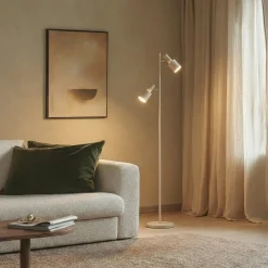 Lindby Arbejdsrum/Kontor|Gulvlamper>gulvlampe Ovelia, beige, metal, E27