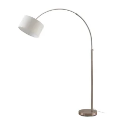 Lindby gulvlampe Railyn, hvid, stof, 200 cm, E27