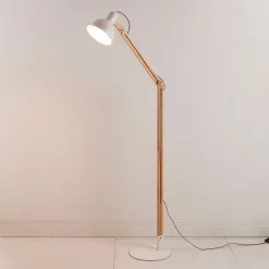 Lindby gulvlampe Shivanja, træ, justerbar, 146 cm, E27