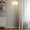 Lindby gulvlampe Sonika, 175 cm, nikkelfarvet, glas, E27