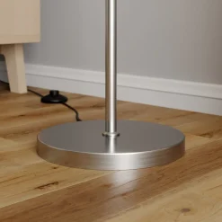 Lindby gulvlampe Sonika, 175 cm, nikkelfarvet, glas, E27