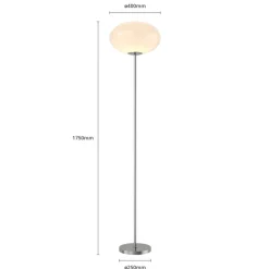 Lindby gulvlampe Sonika, 175 cm, nikkelfarvet, glas, E27