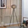 Lindby gulvlampe Tamira, sort, rattan, 143 cm høj, E27