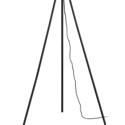 Lindby gulvlampe Tamira, sort, rattan, 143 cm høj, E27