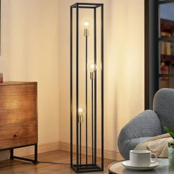 Lindby Pendellamper|Gulvlamper>gulvlampe Tiliane, sort, metal, 3 lyskilder, 153 cm