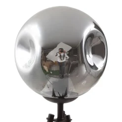 Lindby gulvlampe Valentina, E27, røggrå, glas, 150 cm