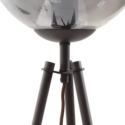 Lindby gulvlampe Valentina, E27, røggrå, glas, 150 cm