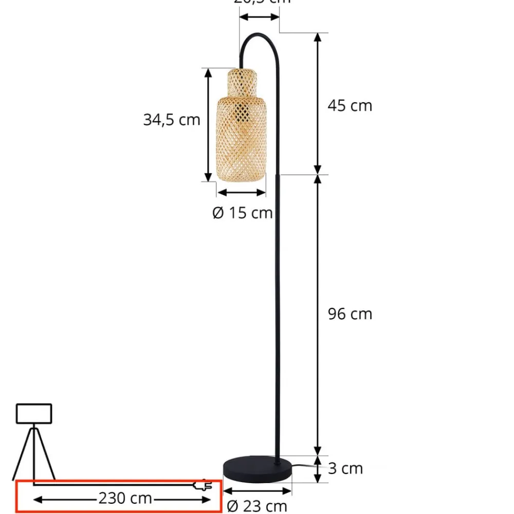gulvlampe Venora, 145 cm høj, bambus, E27^Lindby Hot