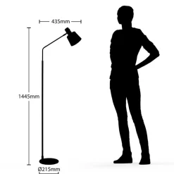 Lindby gulvlampe Vlada, 144 cm, messing, sort, metal