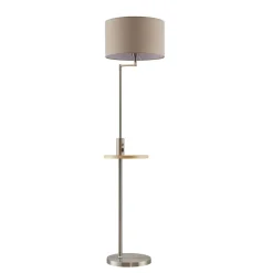gulvlampe Zinia, nikkelfarvet, hylde, USB-tilslutning^Lindby Sale