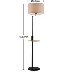 gulvlampe Zinia, sort, hylde, USB-tilslutning^Lindby Clearance