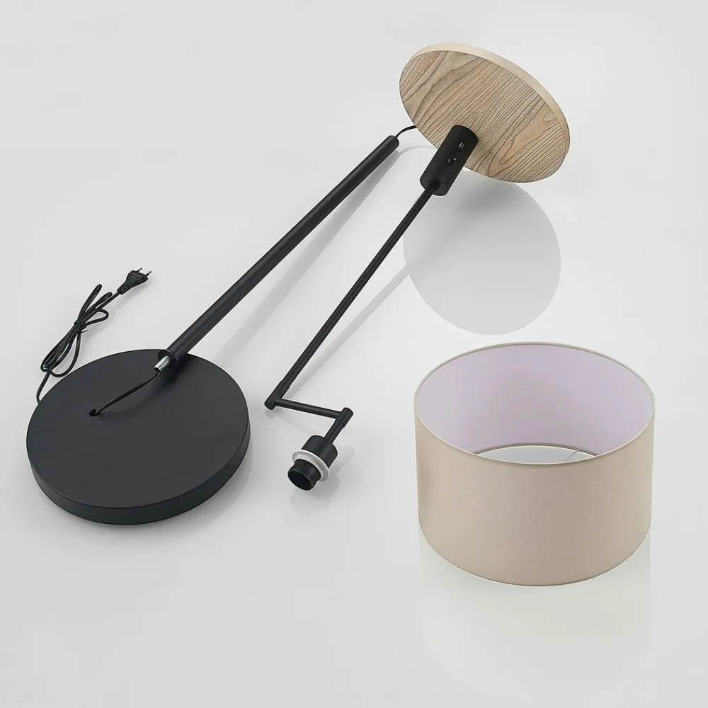 gulvlampe Zinia, sort, hylde, USB-tilslutning^Lindby Clearance