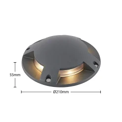 Lindby gulv-spotlight med LED Cormac, 4 lyskilder, Ø 21 cm, IP67