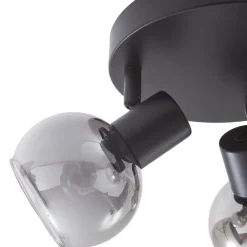 Lindby Hedvig loftlampe, rund, sort, 3 lyskilder.