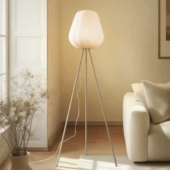 Lindby Gulvlamper>Helin gulvlampe, beige, tekstil, stativ, 144 cm, E27