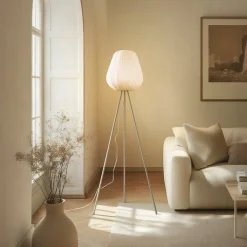 Lindby Gulvlamper>Helin gulvlampe, beige, tekstil, stativ, 144 cm, E27