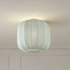 Lindby Helin loftlampe, blå, stof, Ø 35 cm