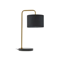 Lindby Hillary bordlampe, sort/guld, marmor, 49 cm