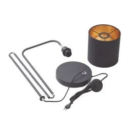 Hinay tekstil-gulvlampe, sort/guld^Lindby