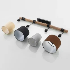 Lindby hængelampe Amilia, stof, 4 lyskilder, grå/beige, E27