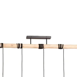 hængelampe Amilia, stof, 5 lyskilder, rød/grå/gul, E27^Lindby Discount