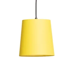 hængelampe Amilia, stof, 5 lyskilder, rød/grå/gul, E27^Lindby Discount