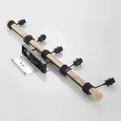 hængelampe Amilia, stof, 5 lyskilder, rød/grå/gul, E27^Lindby Discount