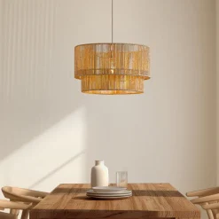 Lindby Hængelampe Anuva, Ø 45 cm, beige, papir, E27