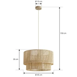 Lindby Hængelampe Anuva, Ø 45 cm, beige, papir, E27
