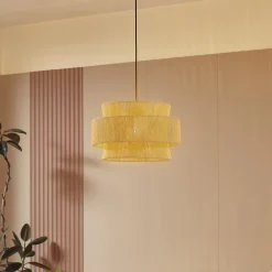 Lindby Pendellamper>hængelampe Anuva, natur, papir, Ø 45 cm