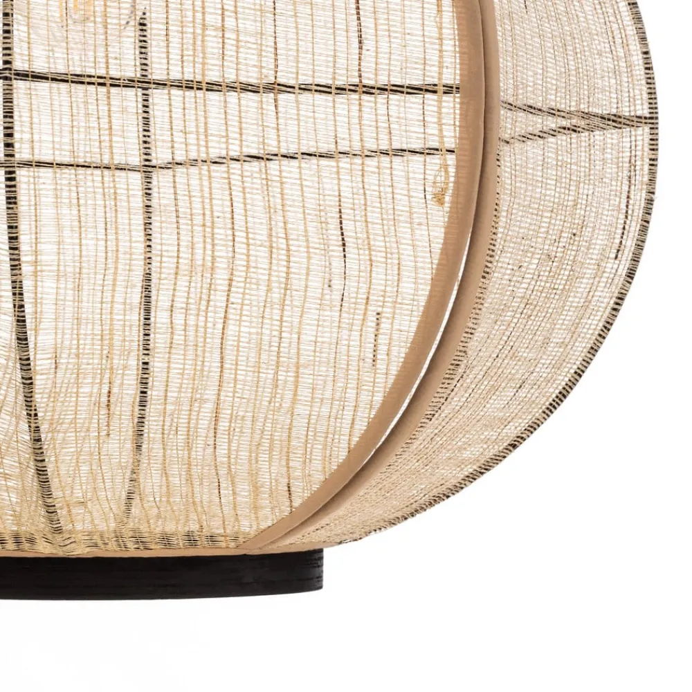 hængelampe Aurinil, træfarvet, hør, Ø 48cm, E27^Lindby Outlet