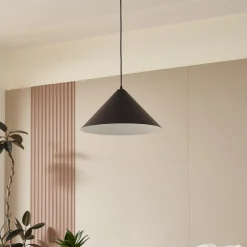 hængelampe Clarine, sort/hvid, Ø 50 cm, metal^Lindby Outlet